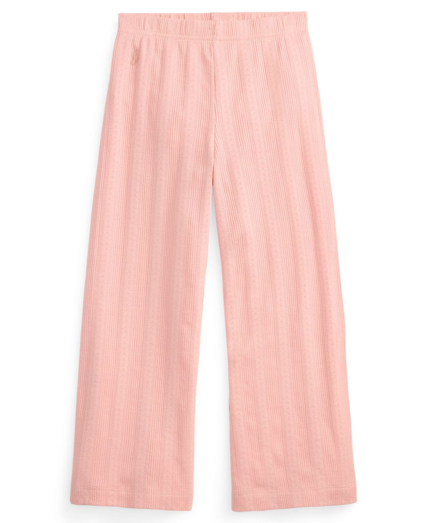 Брюки Polo Ralph Lauren Pointelle-Knit Wide-Leg Cotton Pants для девочек, цвет: Розовый — фото 1