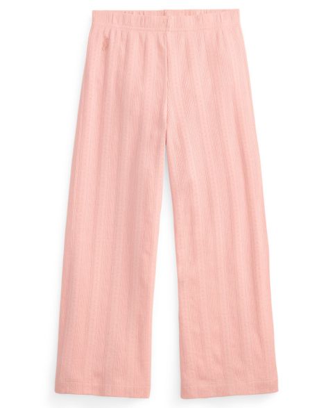 Брюки Polo Ralph Lauren Pointelle-Knit Wide-Leg Cotton Pants для девочек, цвет: Розовый