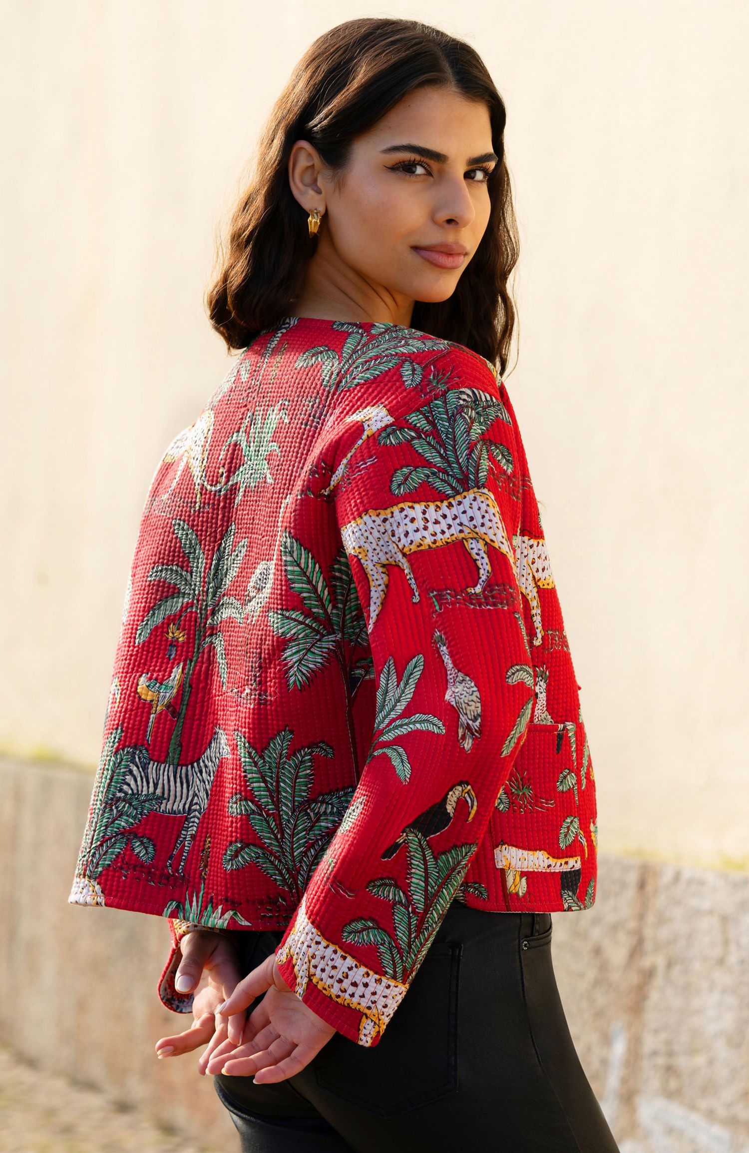 Women's Animal Reversible Cropped Quilted Jacket