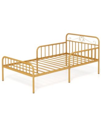 Twin Size Bed Frame with Headboard and Safety Side Guardrails