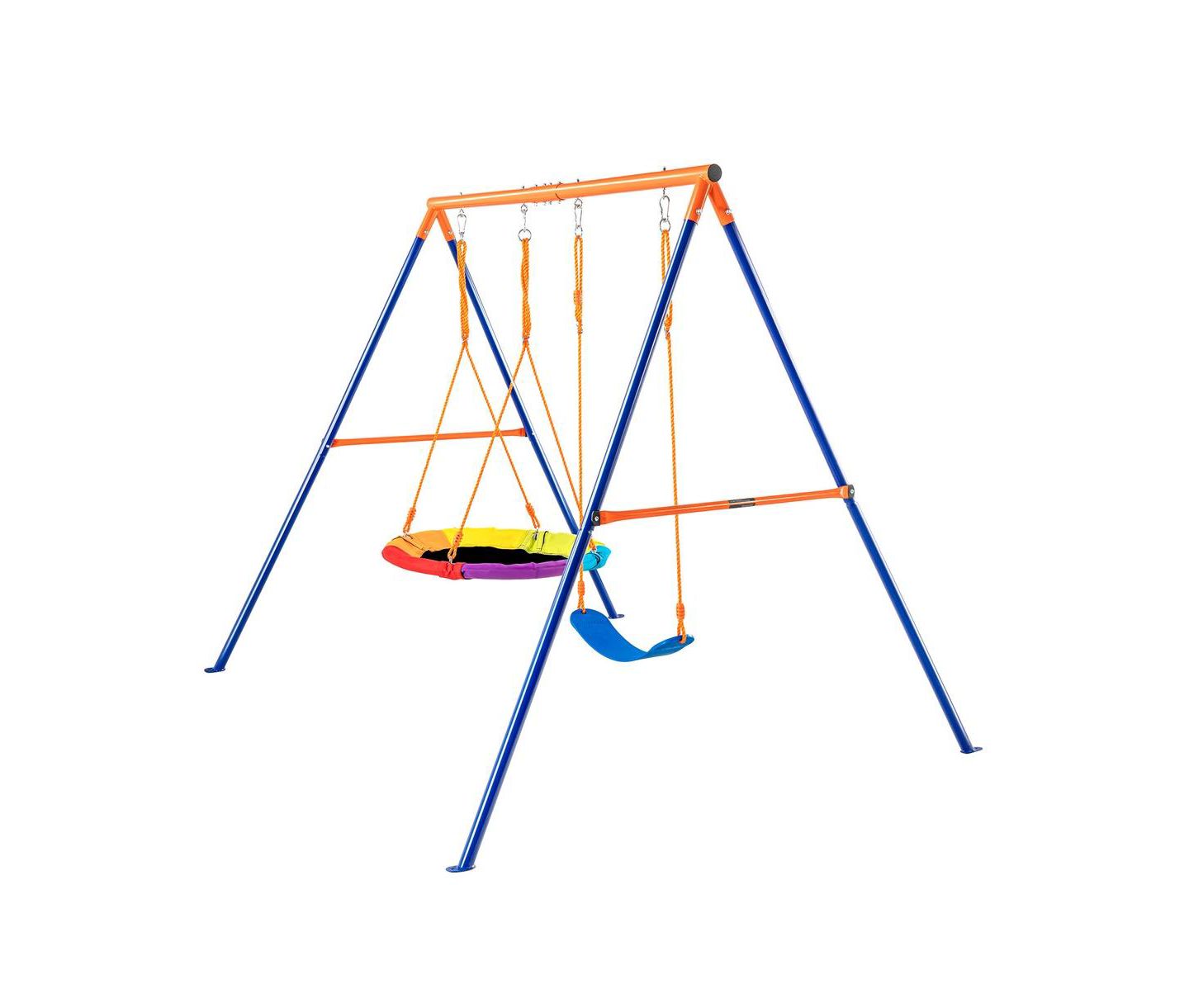 Детские игрушки SUGIFT Backyard A-Frame Swing Set with Saucer and Belt Seats 440 lb Capacity, цвет: Синий — фото 3