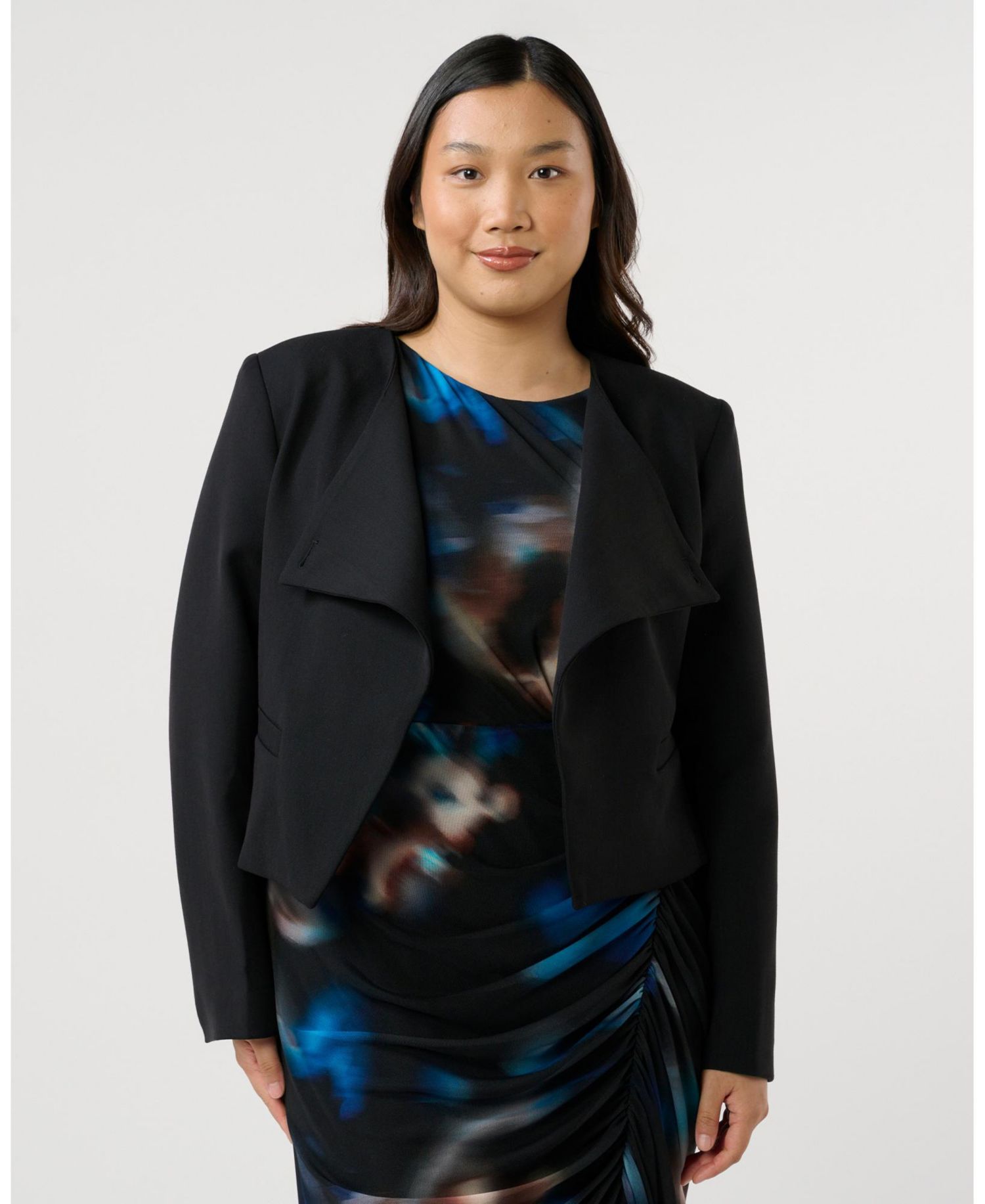 Plus size Eboni Cropped Assymetric Tailored Jacket