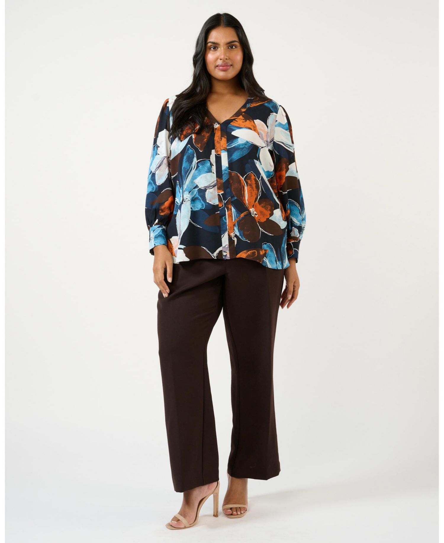 Plus size Annette Floral Print Long Sleeve Shirt