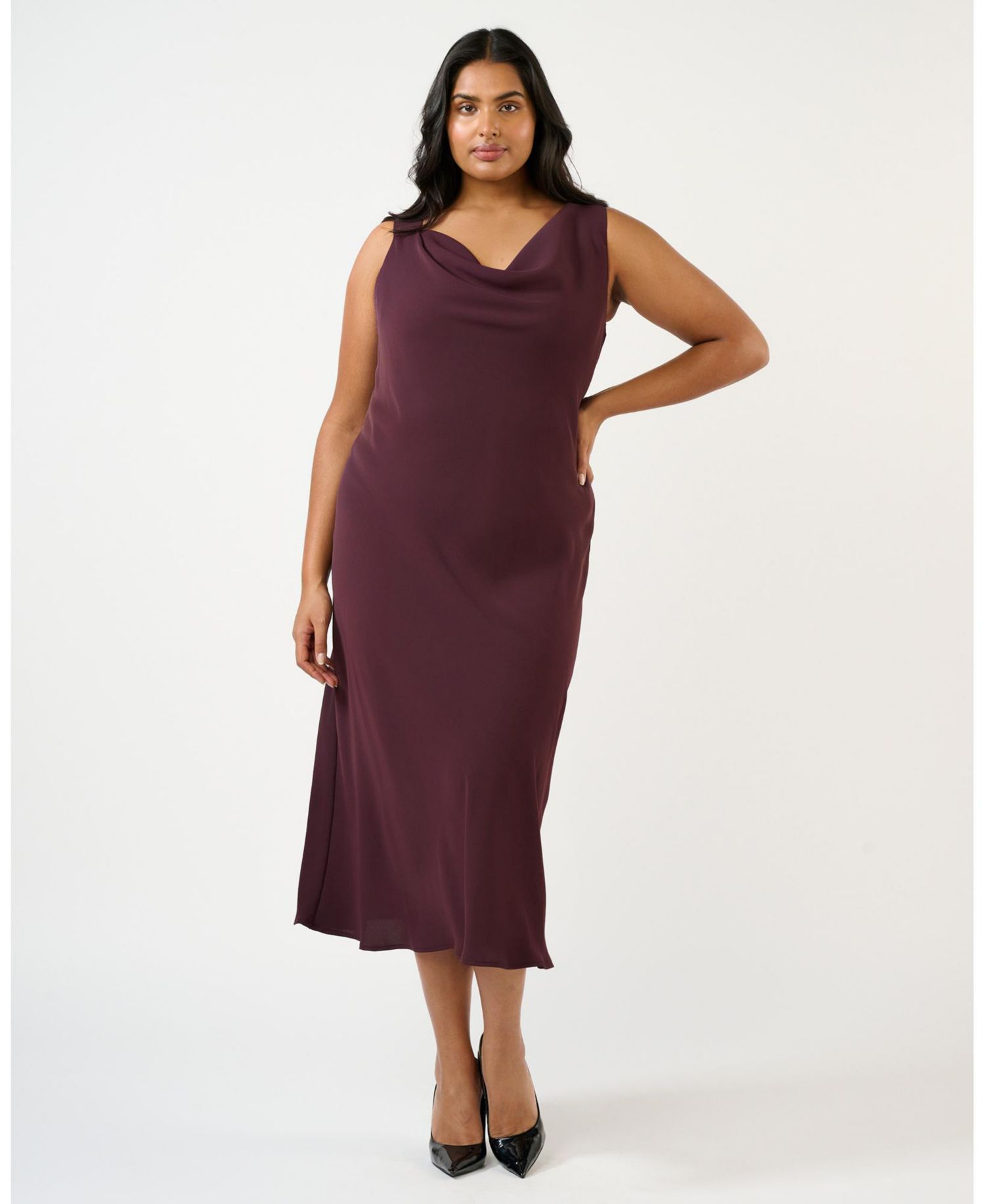 Women's Britney Assymetric Cowl-Neck Midi Sheath Dress