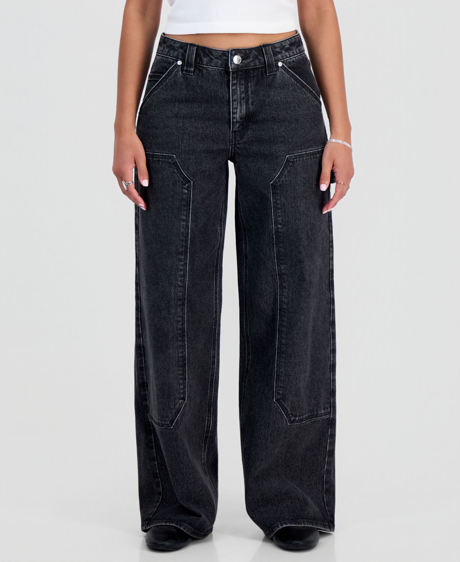 Juniors' High-Rise Ultra 90s Wide-Leg Carpenter Jeans