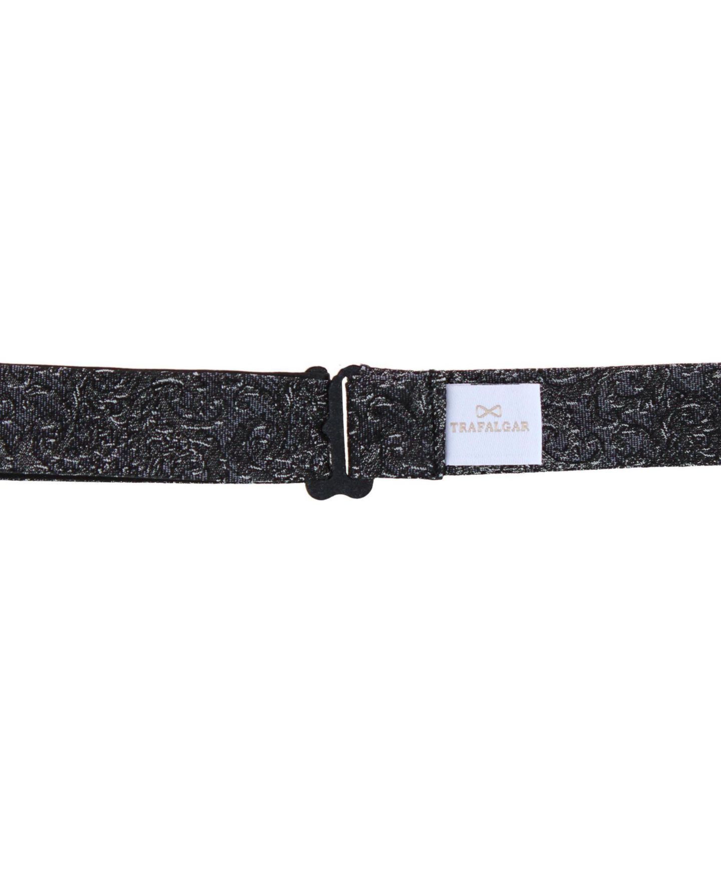Мужской галстук-бабочка TRAFALGAR Esteban Scrolling Vines Tone on Ton Patterned Silk Self Tie Bow Tie, цвет: Серебристый / Чёрный — фото 5