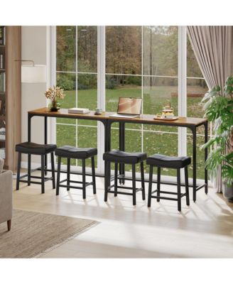 Set of 2 Bar Table Narrow Long Kitchen Dining Table Sturdy Metal Frame Industrial