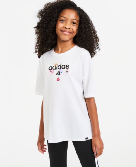 Детская футболка adidas с коротким рукавом, 7-16, цвет: Белый