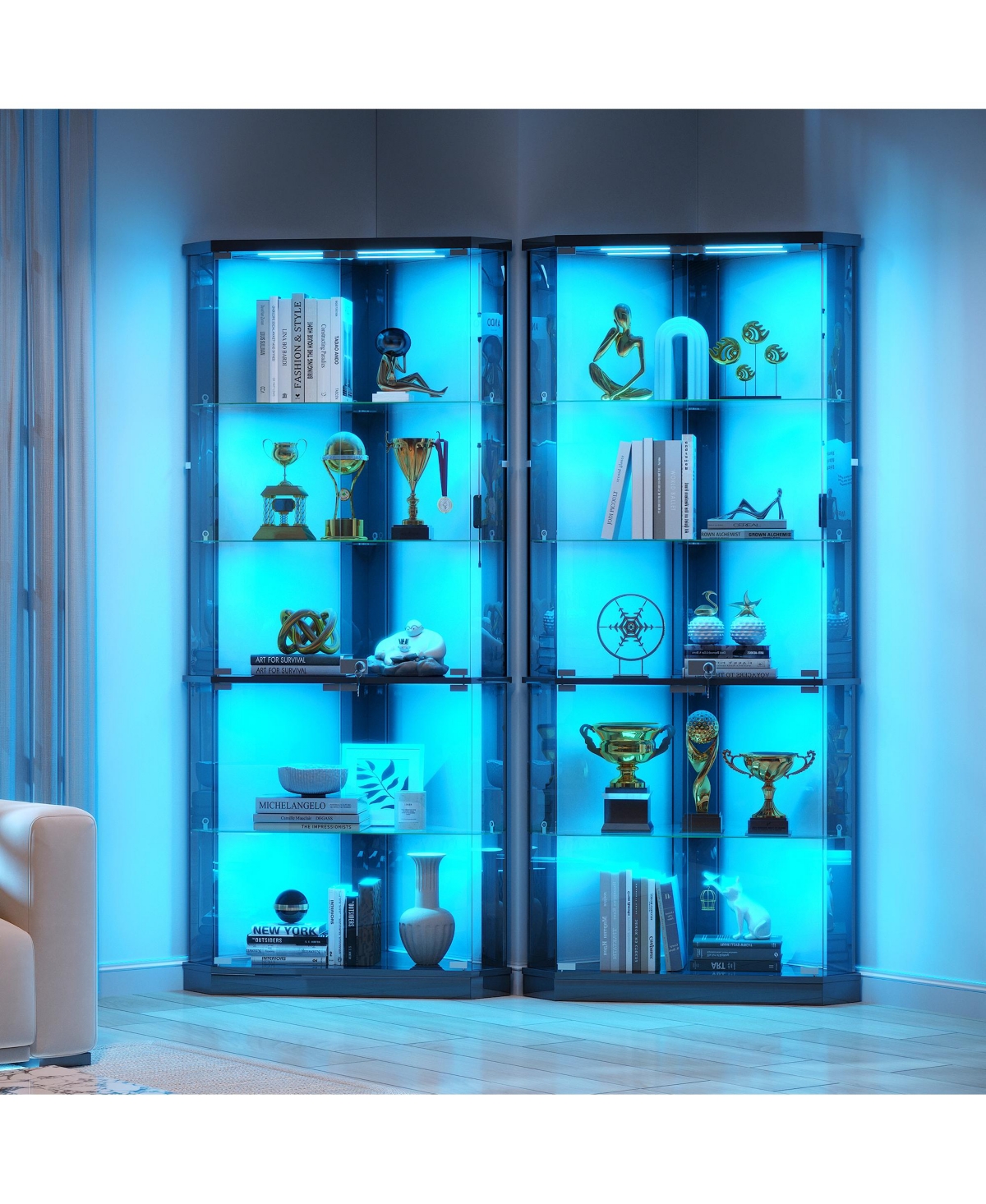 Vlsrka Corner Display Cabinet with Rgb Lights
