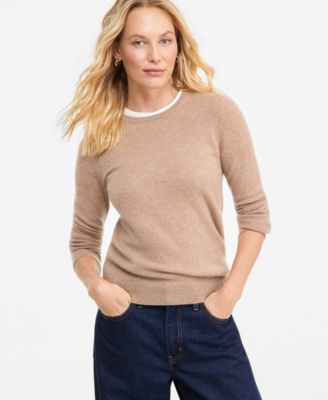 Women's 100% Cashmere Long-Sleeve Crewneck Sweater