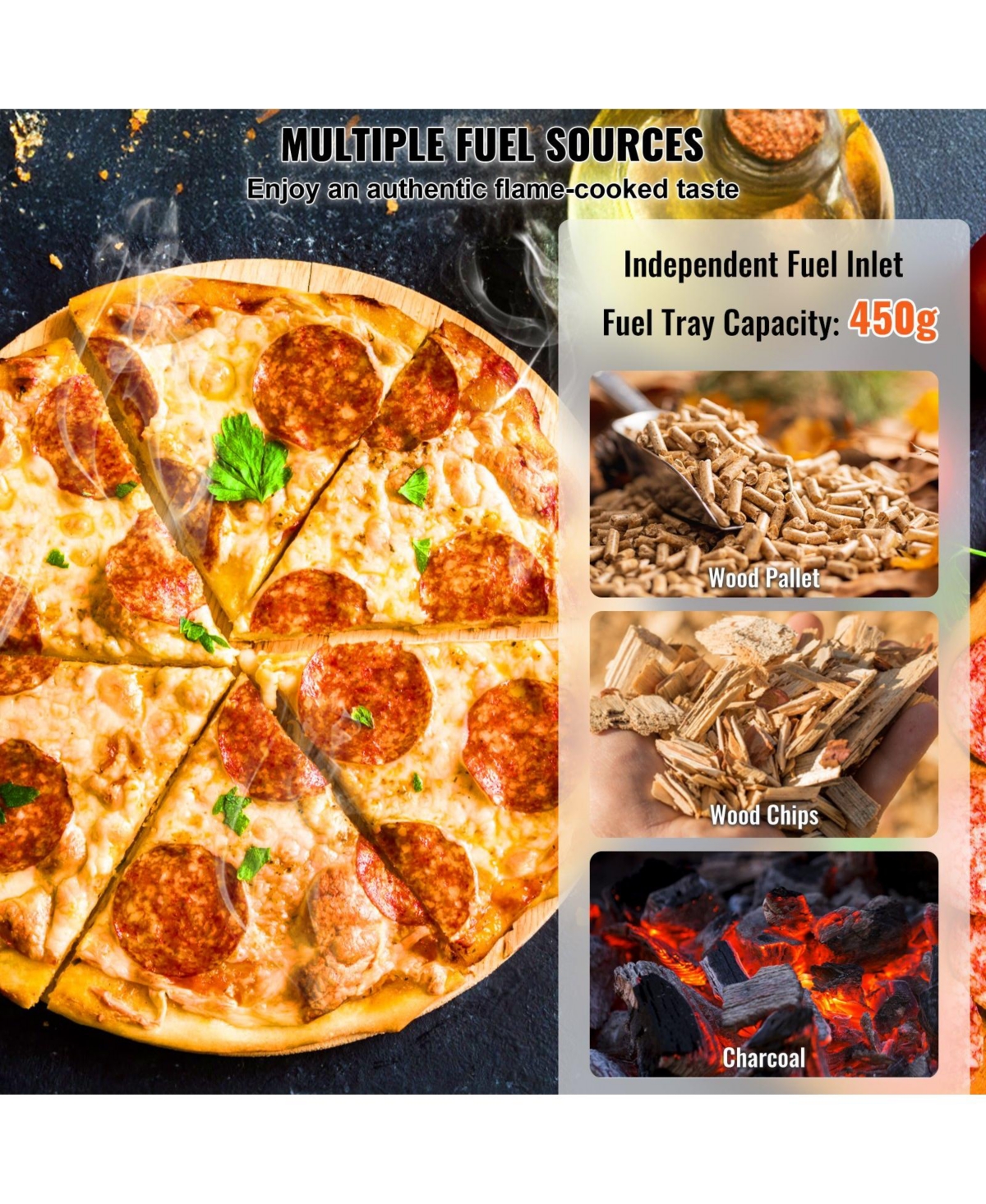 Cozito Portable Outdoor Pizza Oven,Tri-Fuel Pizza Grill with Stone, Cover and Shovel