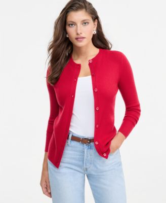 Women's 100% Cashmere Featherweight Long-Sleeve Cardigan Sweater