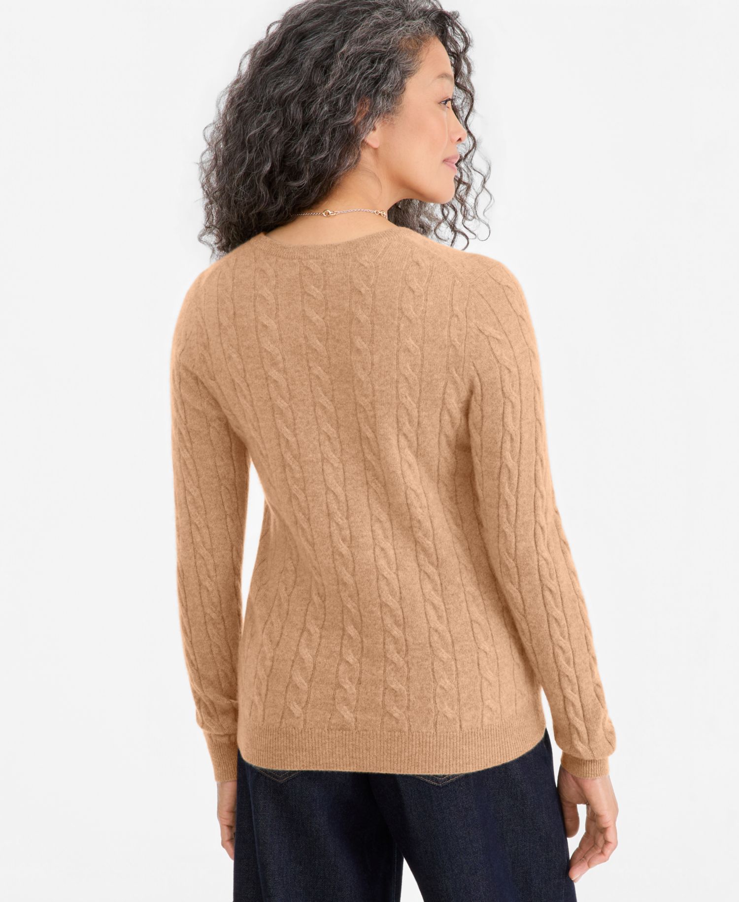 Petite Cable-Knit Crewneck 100% Cashmere Sweater