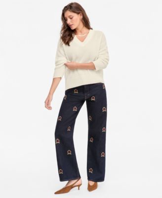 Women's 100% Cashmere V-Neck Relaxed Sweater