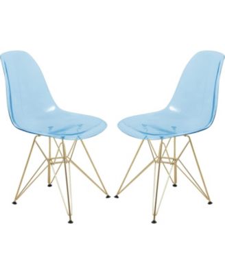 Cresco Dining Chair Set of 2 Molded Acrylic with Gold Metal Eiffel Base and Curved Back Design Lightweight Accent Side Chair Easy Assembly
