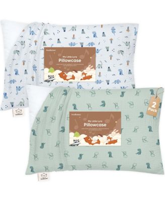 2-Pack Lyra Muslin Toddler Pillowcases 13x18, Organic Cotton Muslin Kids Pillow Case for Girls, Boys, Sleeping, Travel