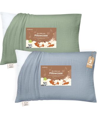 2-Pack Lyra Muslin Toddler Pillowcases 13x18, Organic Cotton Muslin Kids Pillow Case for Girls, Boys, Sleeping, Travel