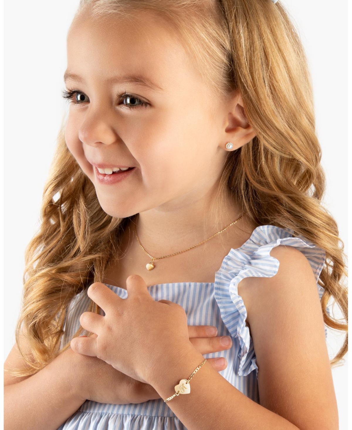 Детские Tiny Blessings 14K Gold Heart of Gold ID and Engraved Initial Bracelet — фото 4