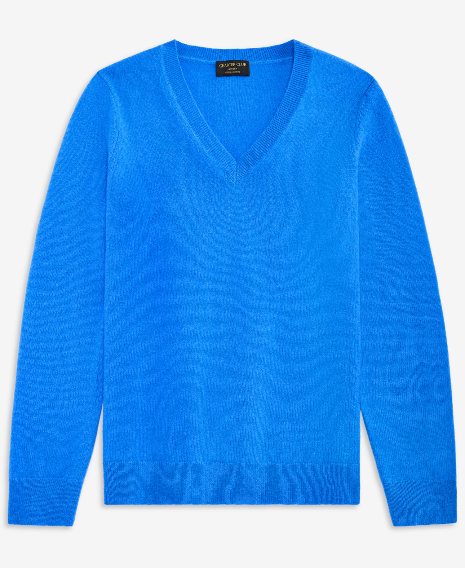 100% Cashmere Petite V-Neck Long-Sleeve Sweater