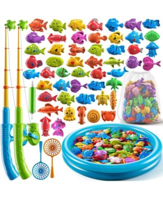 Fishing Game Pool Toy with Rod Net Floating Fish for Kids