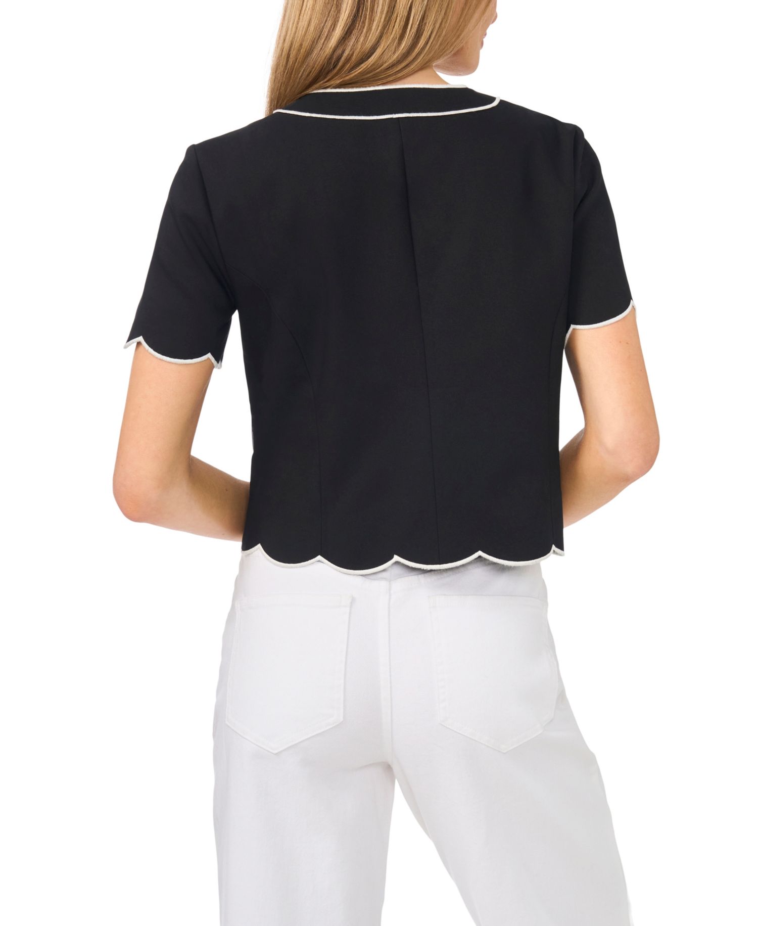 Women's Short-Sleeve Contrast Scallop Jacket
