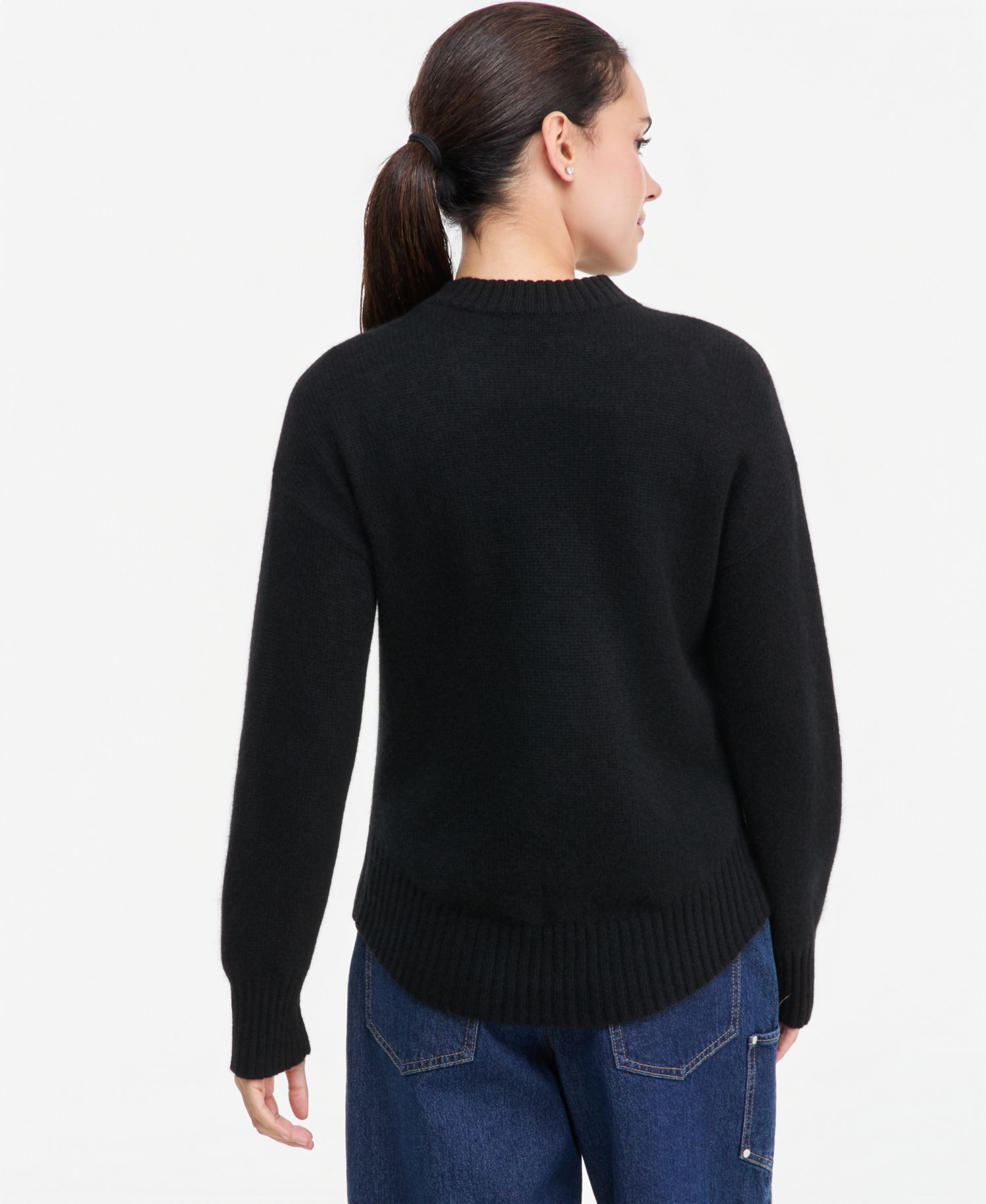 Petite 100% Cashmere Relaxed Crewneck Sweater