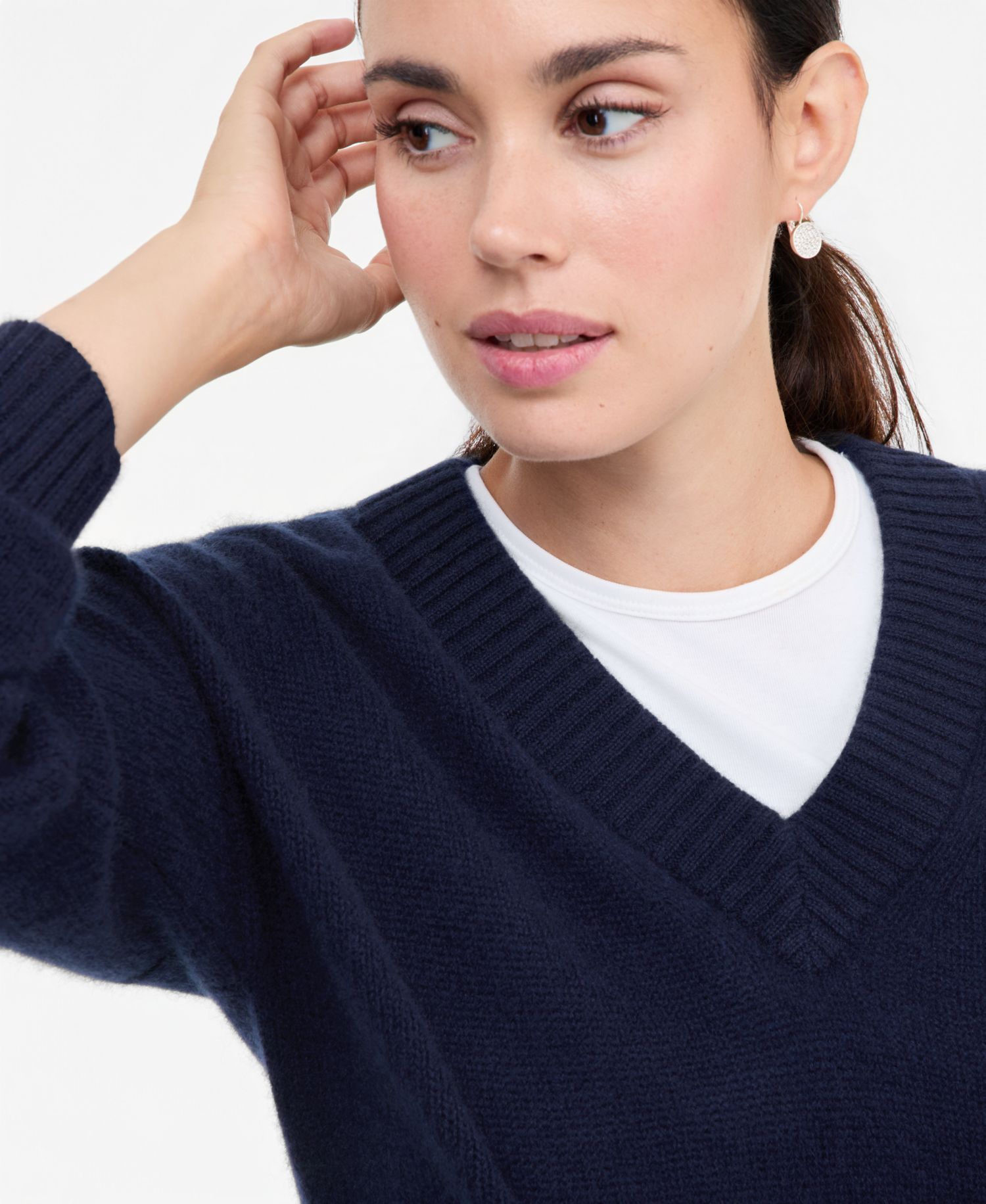Petite 100% Cashmere V-Neck Relaxed Sweater