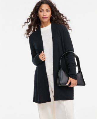 Petite Open Front Cashmere Cardigan with Side Slits