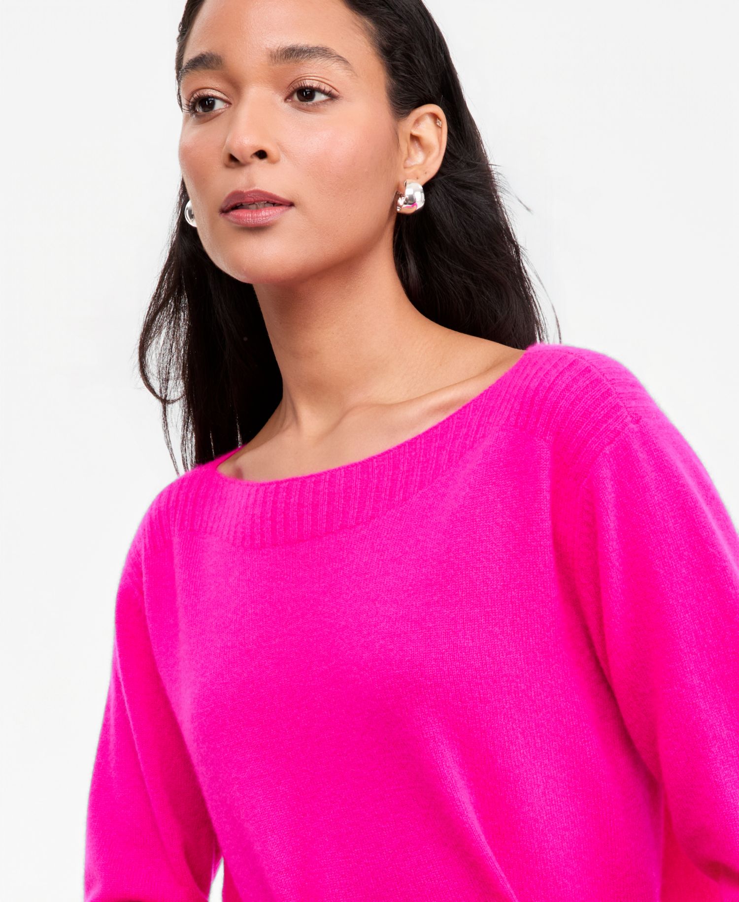 Plus Size 100% Cashmere Boat-Neck Sweater
