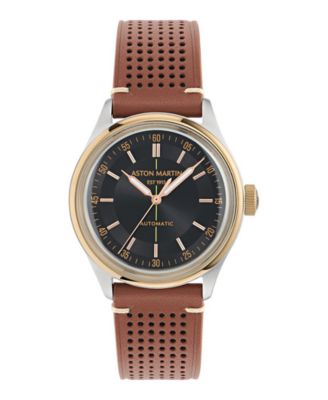 Men's Automatic Black Leather Strap Watch 39mm