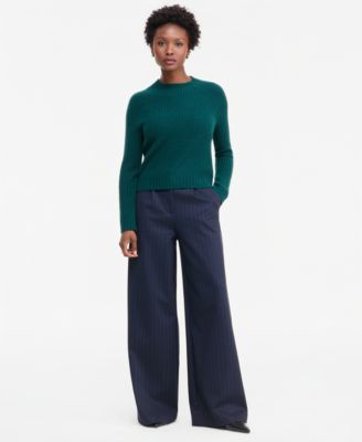 Petite 100% Cashmere Shaker Stitch Crewneck Sweater