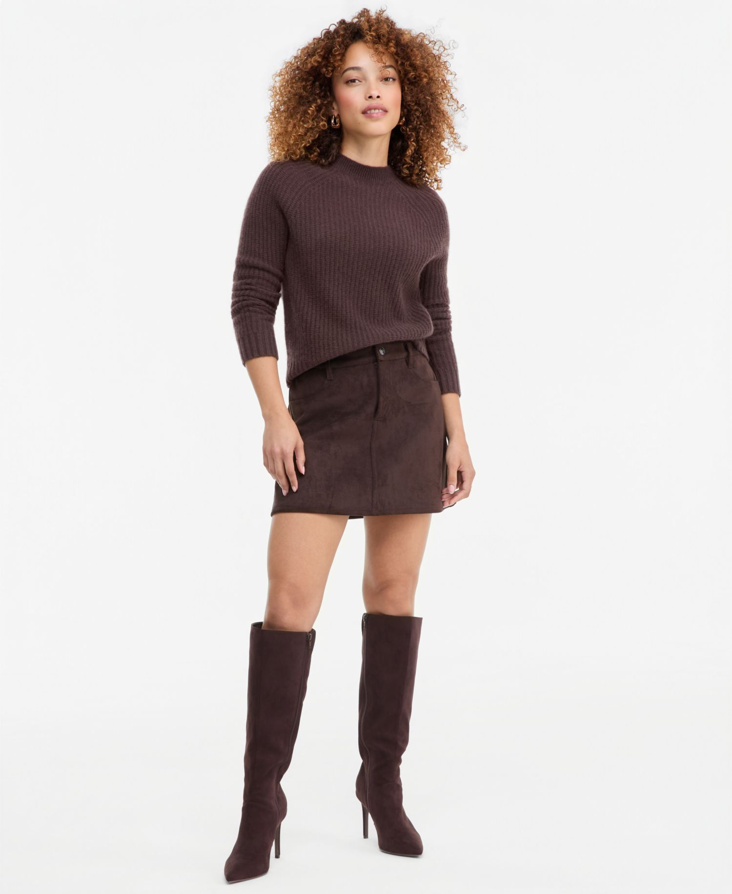 Plus Size 100% Cashmere Shaker Stitch Crewneck Sweater