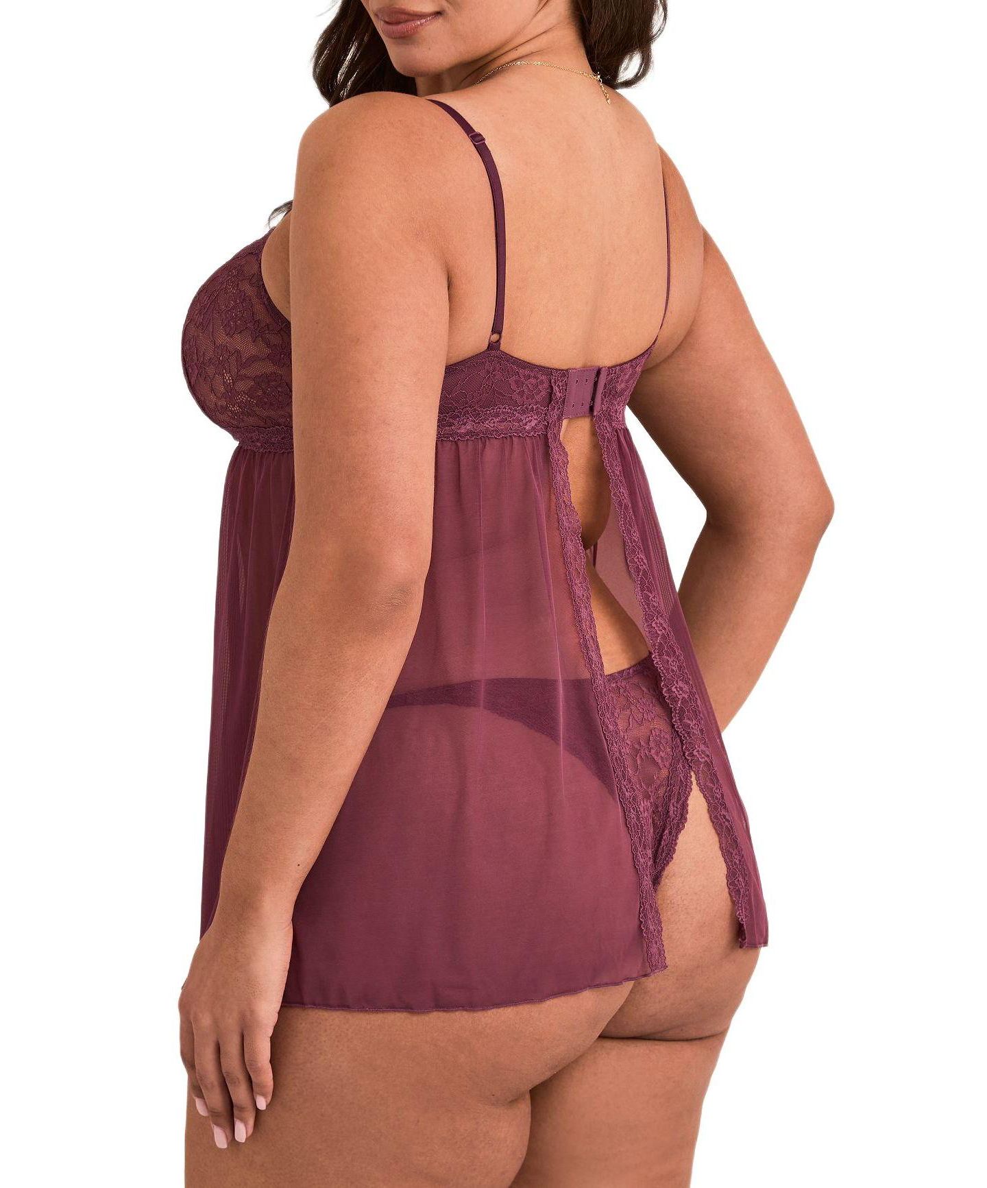 Бэби-долл Lingerie — Adore Me, цвет: Тёмный фиолетовый — фото 3