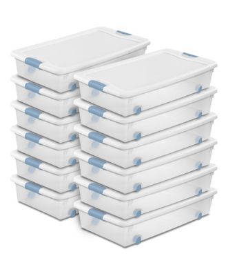 56 Quart Latching Stackable Wheeled Storage Container w/ Lid (12 Pack)