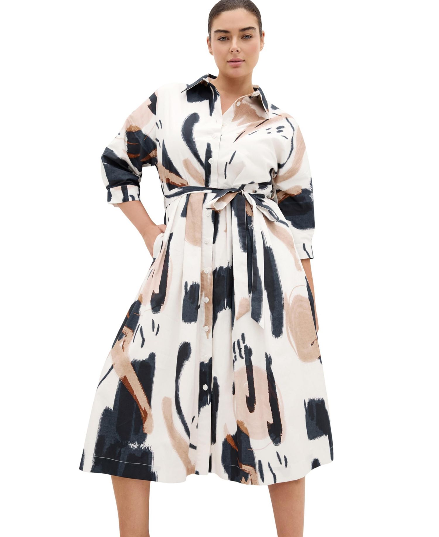 Women's Plus Size Exhibit Print Shirt Dress
