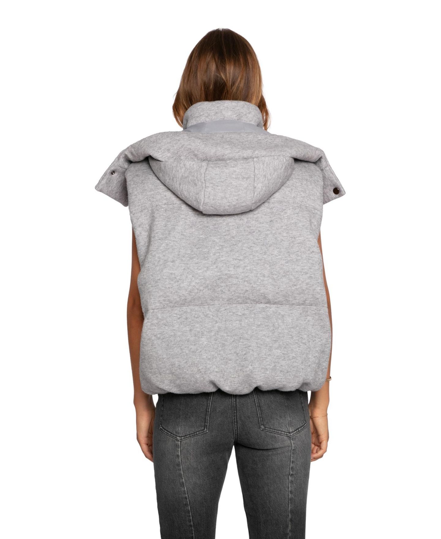 Женский жилет Belle & Bloom Golden Hour Hooded Puffer Vest, цвет: Серый меланжевый — фото 5