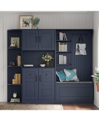 Multifunctional 2-in-1 Hall Tree with Storage and 4 Hooks