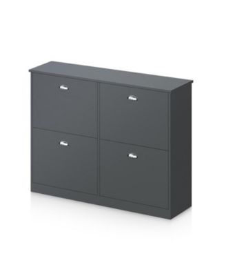 Storage Cabinet with Anti-Tipping Device Flip-Top Shoe Cabinet with Adjustable Layer