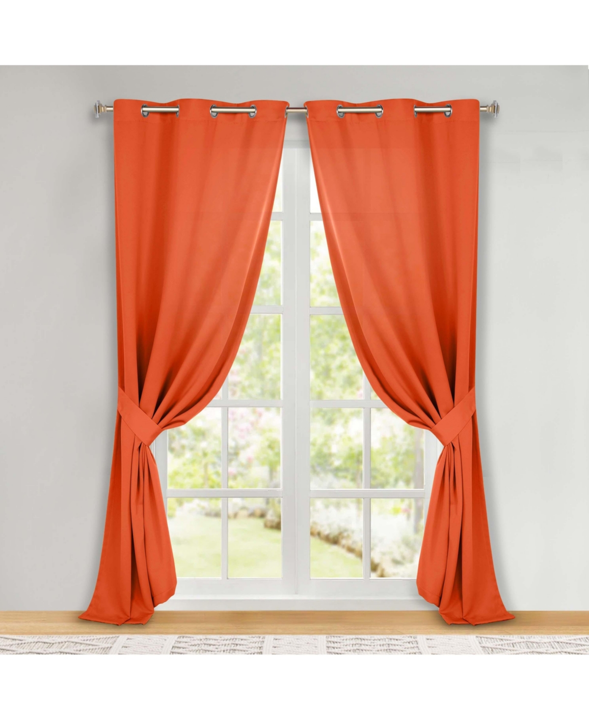 Superior Solid Classic Modern Wrinkle Resistant Room Darkening 2-Piece Curtain Set with Grommet Header Top, 52"X72" - Rust