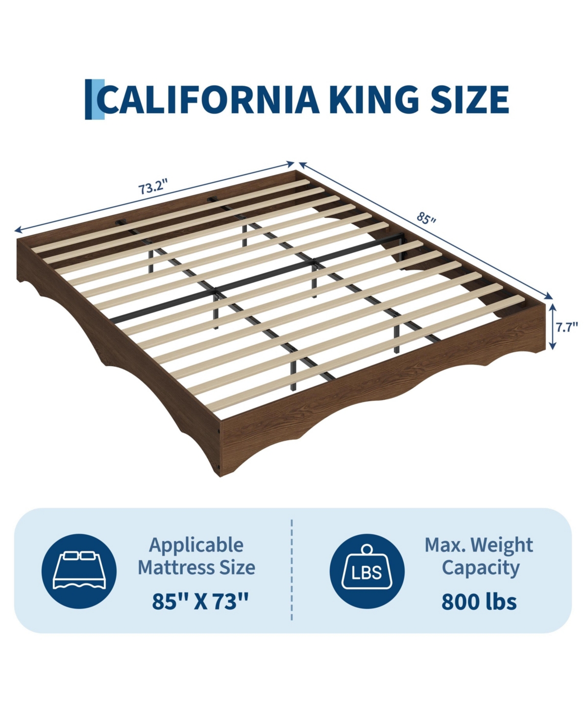 homfan Minimalist Wave Edge Wood Platform Bed Frame - Sturdy and Noise-Free, Easy Assembly, No Box Spring