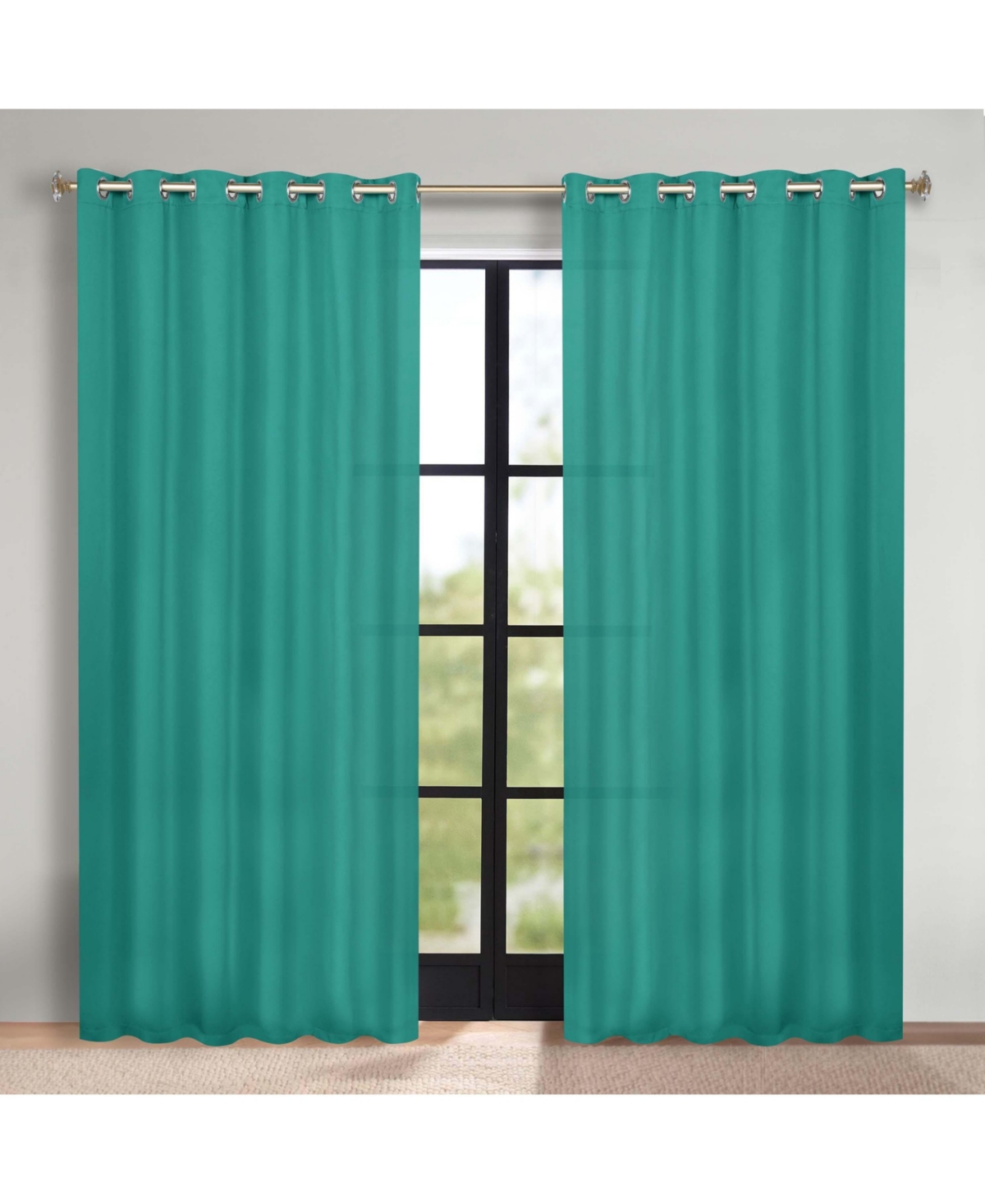 Superior Solid Classic Modern Wrinkle Resistant Room Darkening 2-Piece Curtain Set with Grommet Header Top, 52"X72" - Teal