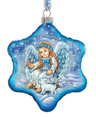 Baby Angel with Bunny Holiday Splendor Glass Ornament