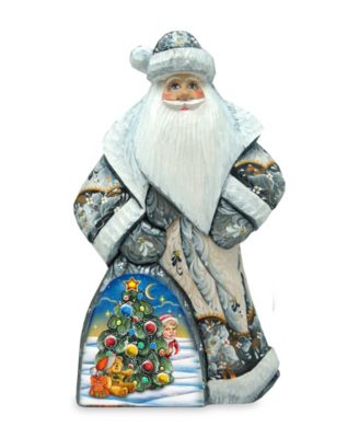 Woodcarved Hand Painted Christmas Tree Dancing Santa Figurine