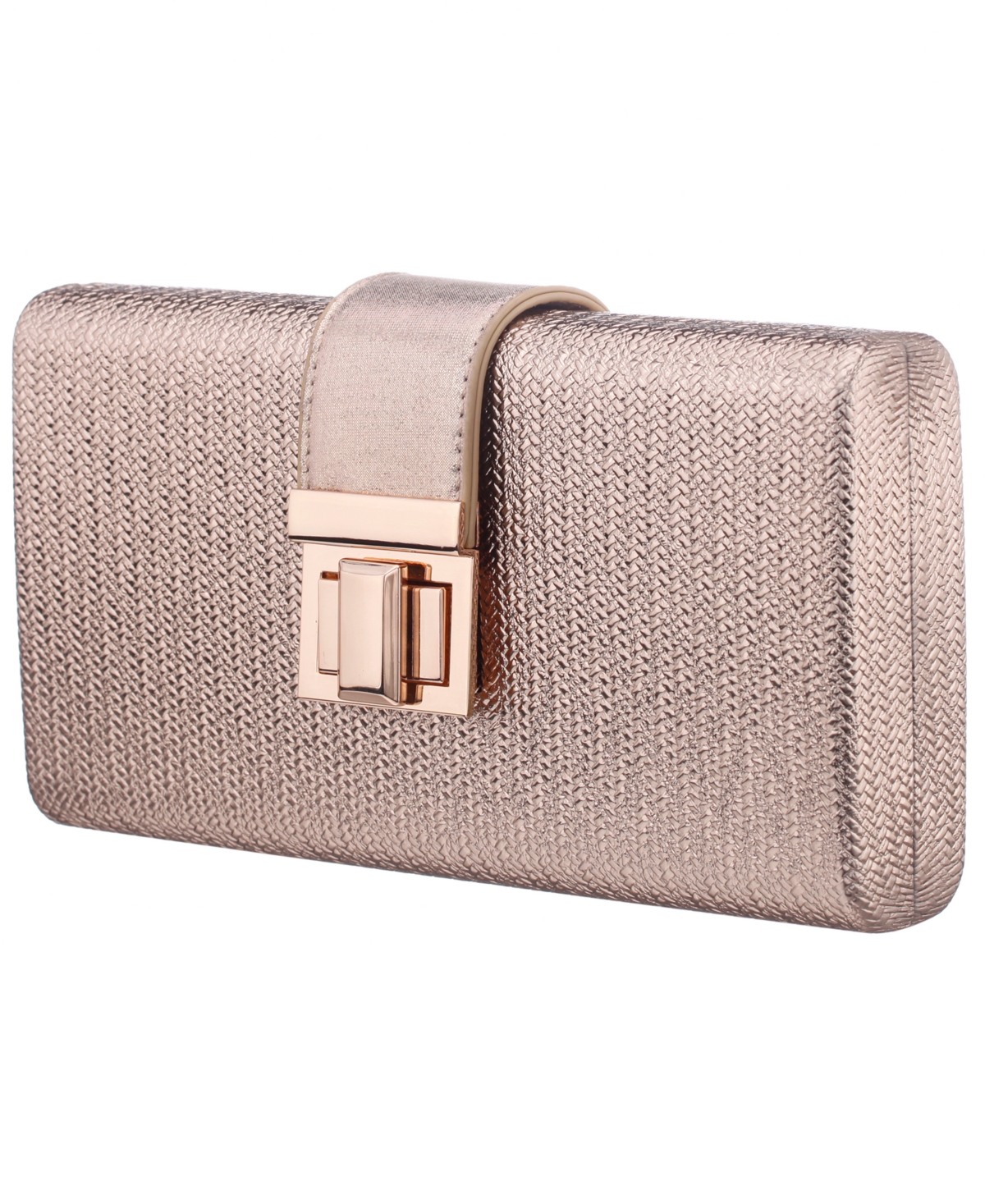 Nina Embossed Woven Turnlock Minaudiere Small Handbag