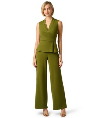 Women's Knit Crepe Peplum Jumpsuit