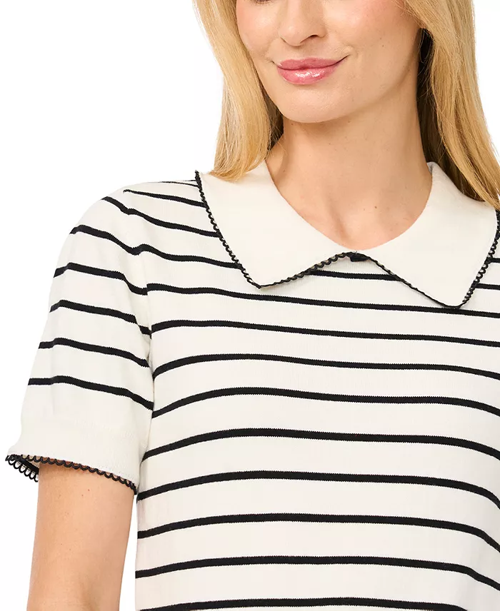 Women's Striped Short-Sleeve Sweater - thumbnail 2