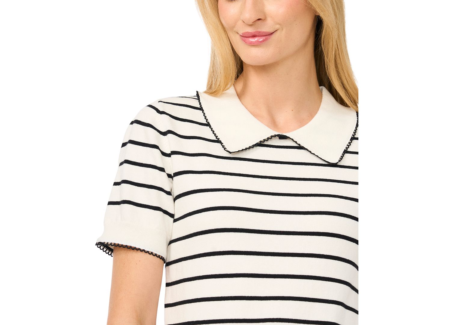 Women's Striped Short-Sleeve Sweater