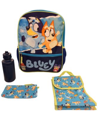 Boys' and Girls' Bluey and Bingo Backpack, Lunch Bag, Water Bottle, Zip Case and Carabiner, 5-Piece Set