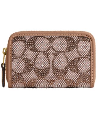小物 Coach Signature Sky Wallet Case COACH Essential Small Crystal Signature Jacquard Zip Around Card