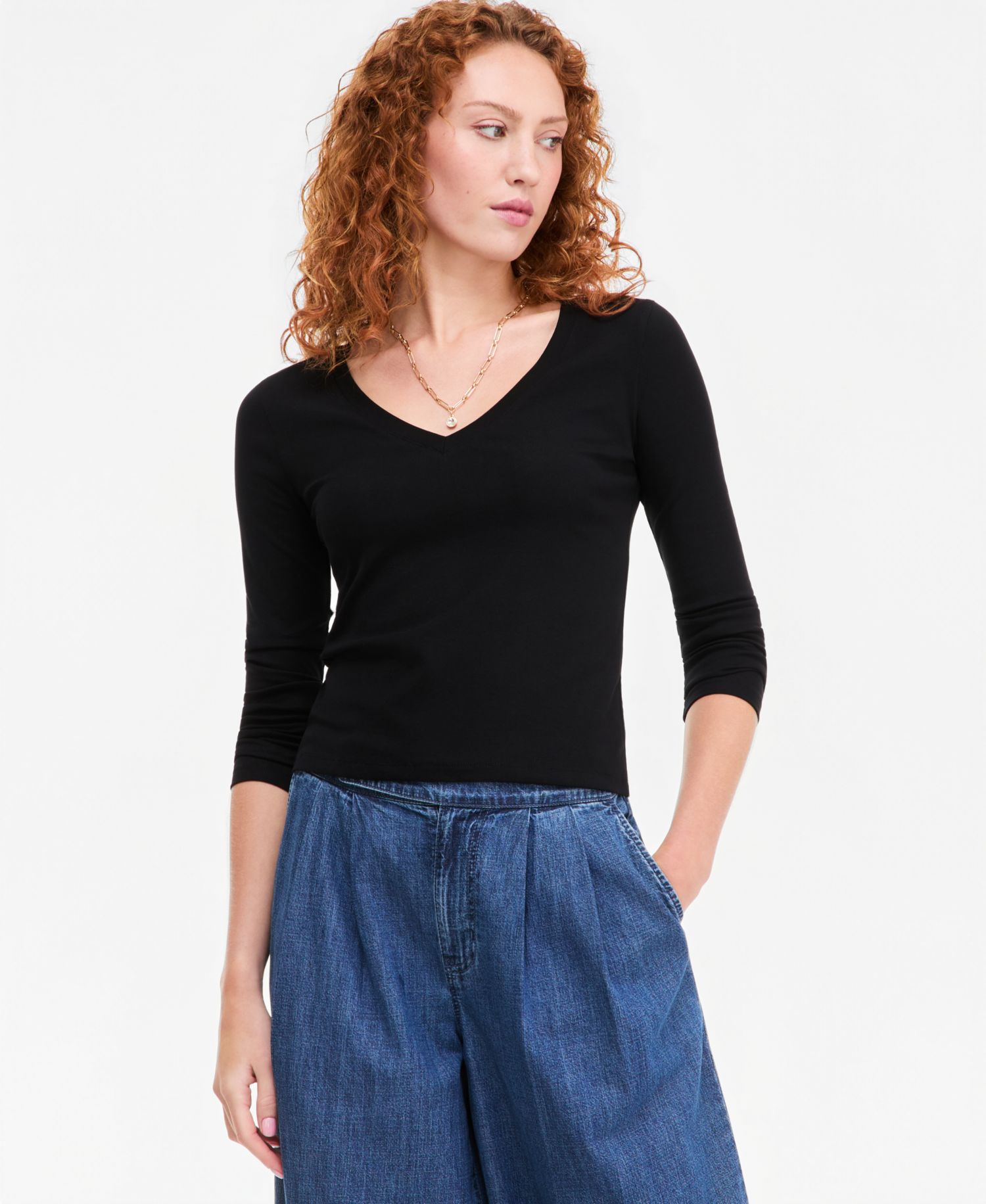 Women's Long Sleeve Cropped V-Neck Meet & Greet T-Shirt